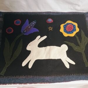 Handcrafted Wool Felt Rabbit Tapestry